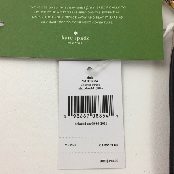 Authentic Kate Spade Chester Street Tinie Black Pebbled Leather Wristlet  (NWOT) - Picture 12 of 12